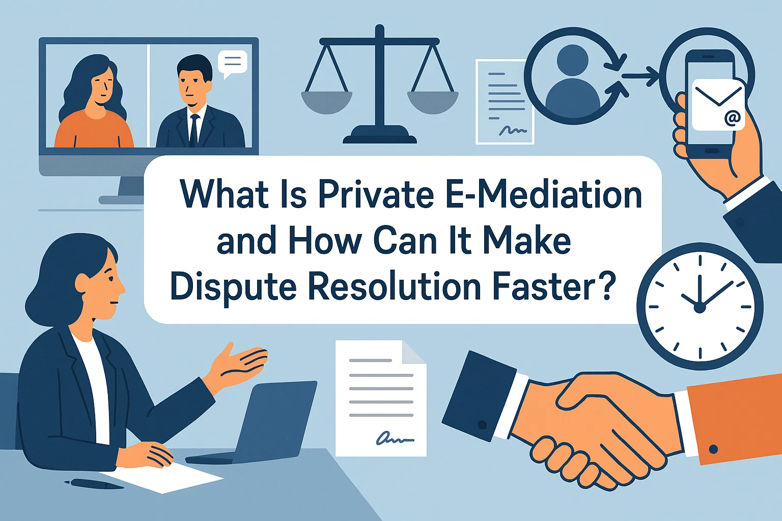 Private E-Mediation - Fast Dispute Resolution Guide - Featured image for legal blog post by LegalParihar